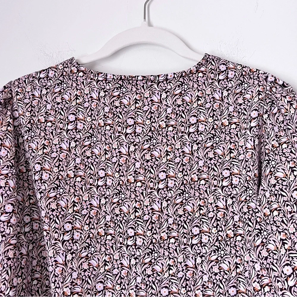 J. Crew Puff-Sleeve Satin Back Crepe Top Floral Flourish Blouse BL008 Fall 22